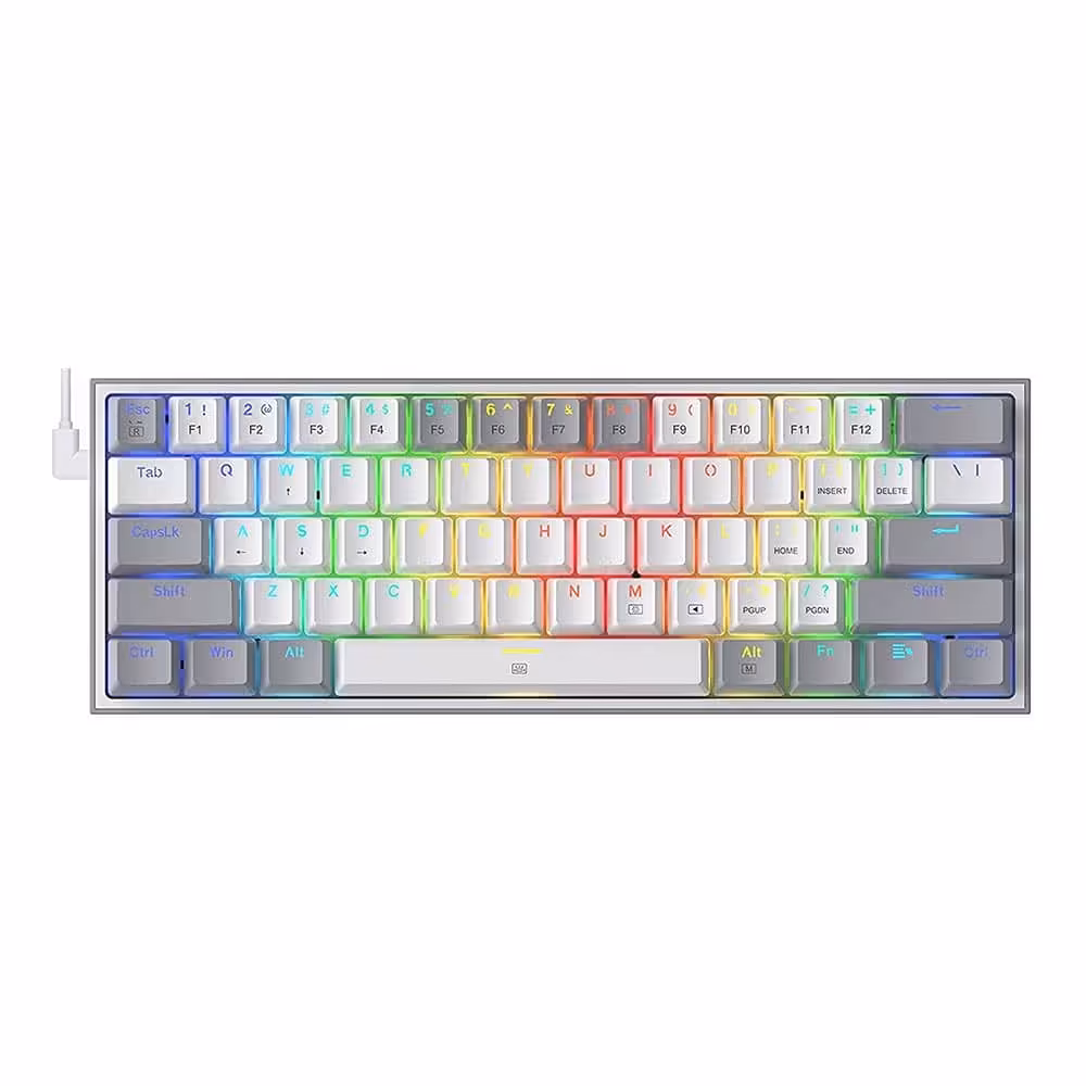 کیبورد گیمینگ ردراگون Redragon K617 FIZZ 60% Wired RGB White-Gray
