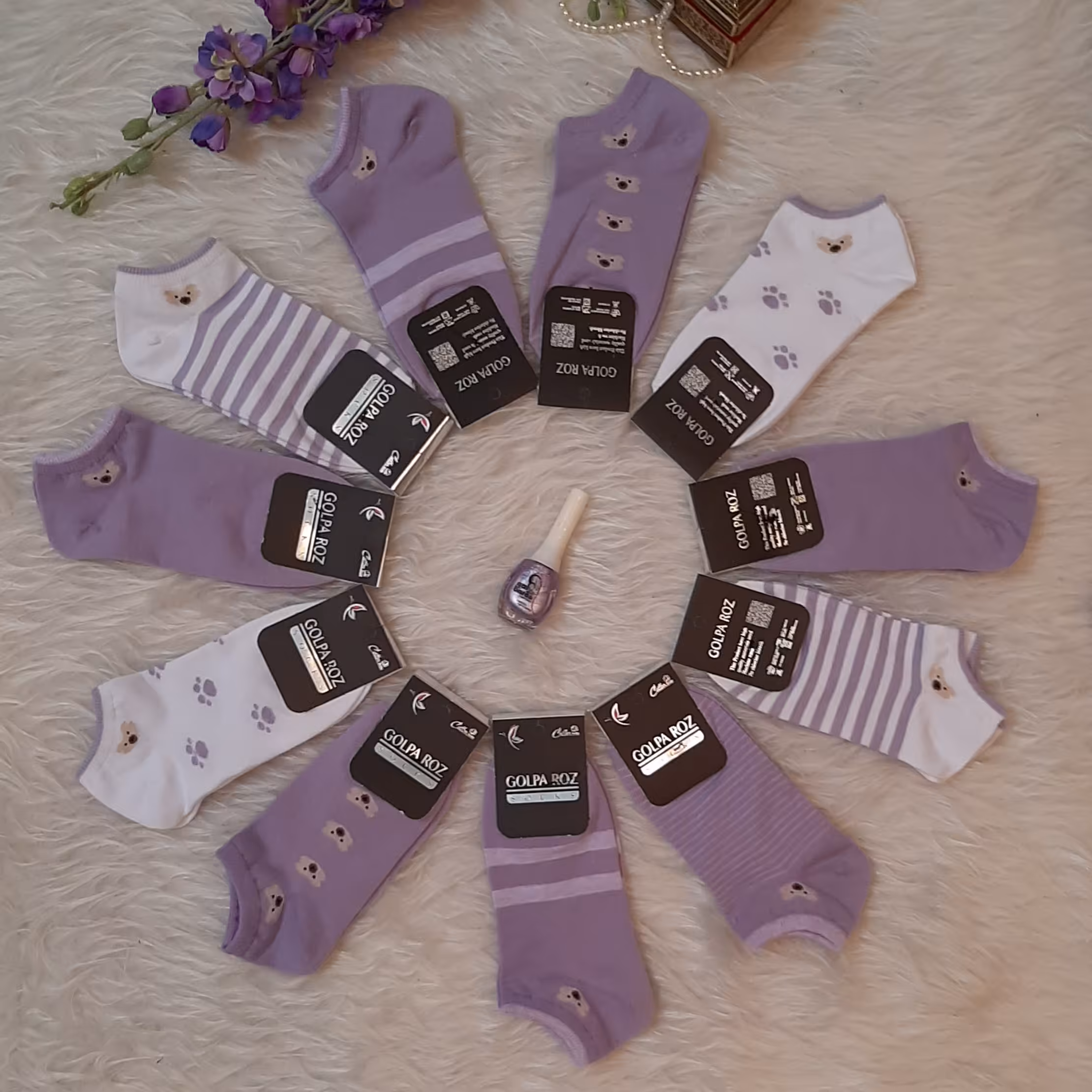 جوراب نخ پنبه مچی فانتزی(ارسال رایگان)