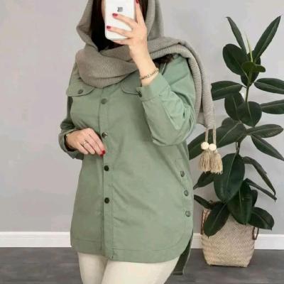 مانتو اسپرت زنانه مدل بغل دکمه کتان