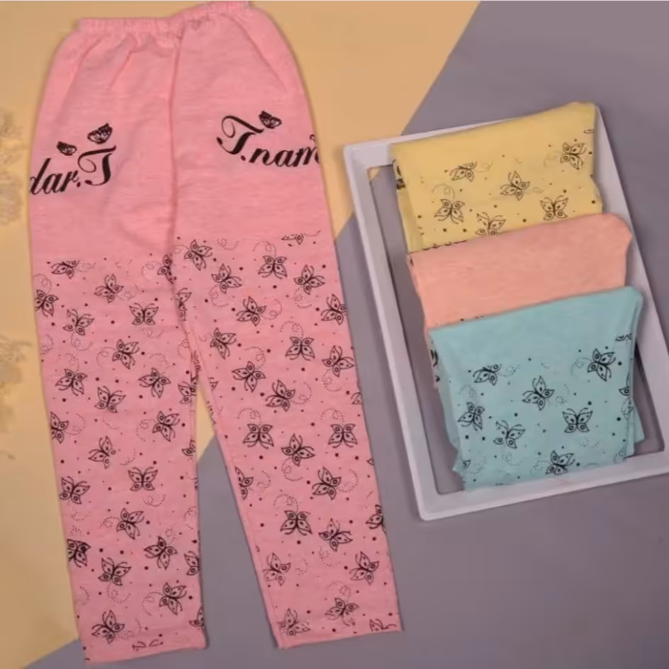 شلوار دخترانه چاپ پروانه 