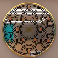 ساعت دیواری صفحه نقاشی پشت آیینه کار دست ورق طلا نقره