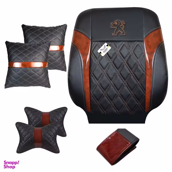 روکش صندلی خودرو سوشیانت مدل A-299 مناسب برای پژو پارس به همراه پشت گردنی و کوسن و روکش فرمان