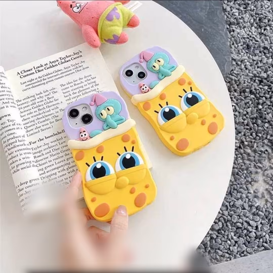 قاب موبایل عروسکی آیفون طرح باب اسفنجی فانتزی