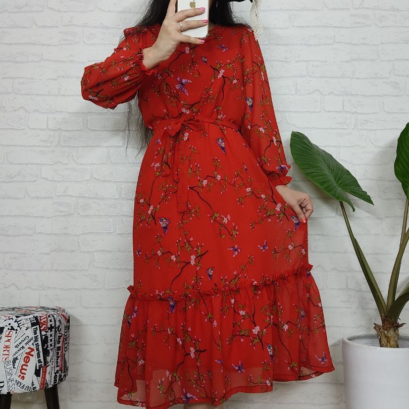 پیراهن زنانه و دخترانه حریر ژورژت با آستر لطیف ارسال رایگان فری سایز