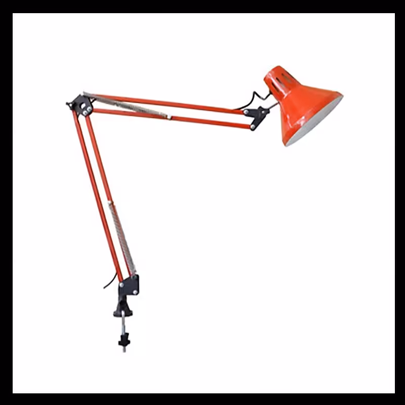 چراغ مطالعه مهندسی رنگ قرمز به همراه گیره چفت شونده در پایه میز