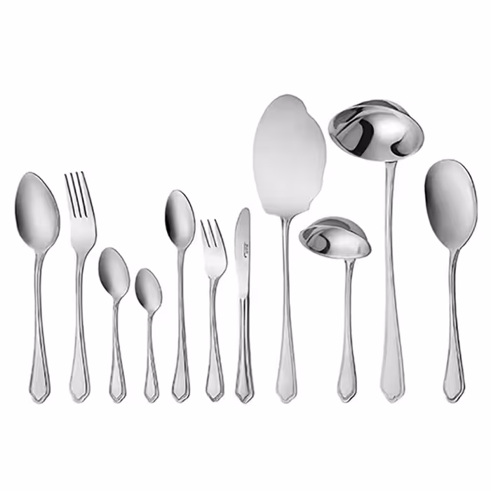 سرویس قاشق و چنگال 18 نفره ناب استیل طرح ونیز استیل براق (86 پارچه)