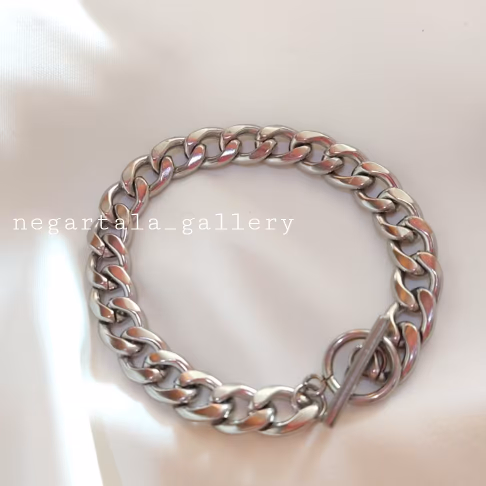 دستبند کارتیر استیل رنگ ثابت قفل تی نگارطلا 