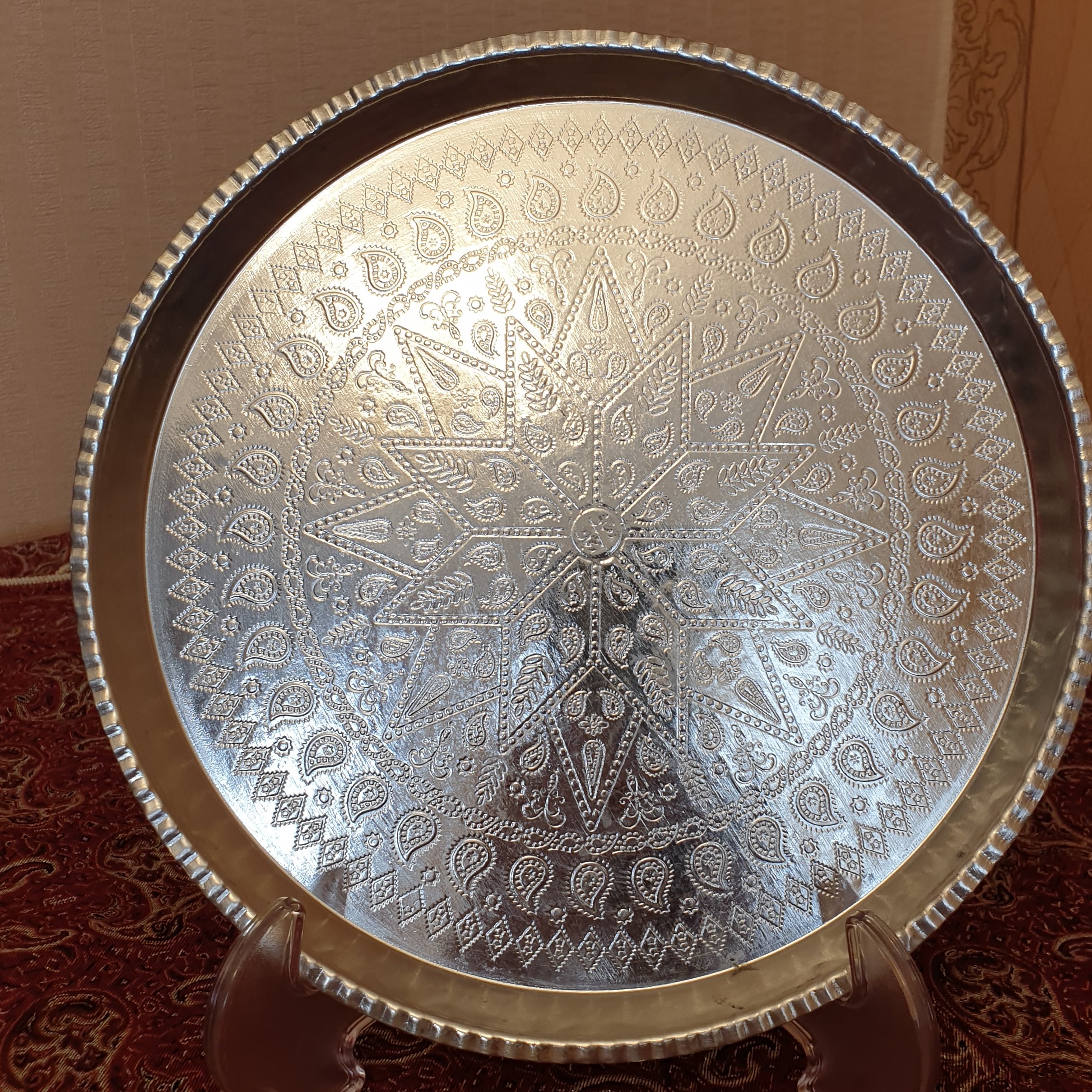 سینی مسی طرحدار قلع شده سایز4
