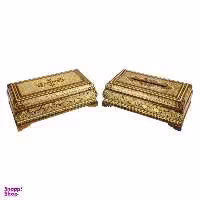 ست جعبه دستمال کاغذی و جعبه کارد و چنگال خاتم کاری مدل توپی کد 2816