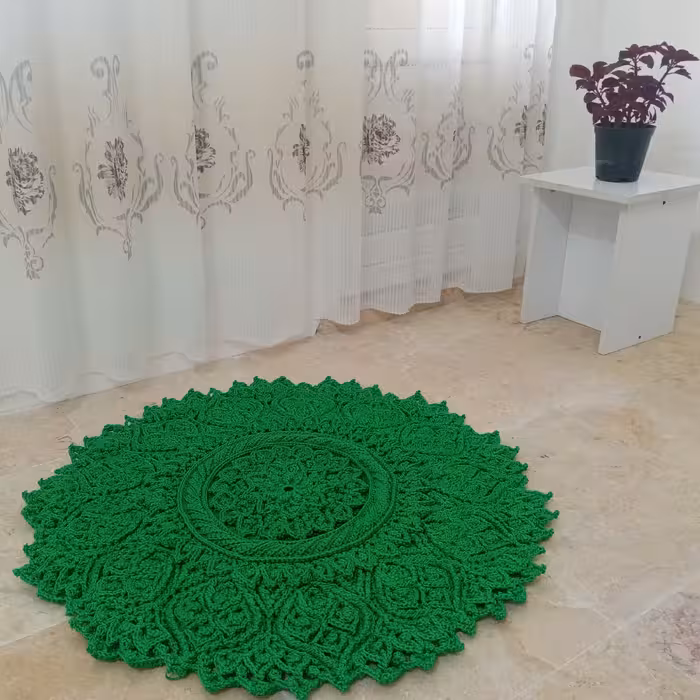 فرشینه دستبافت مکرومه مدل شاخ و برگ