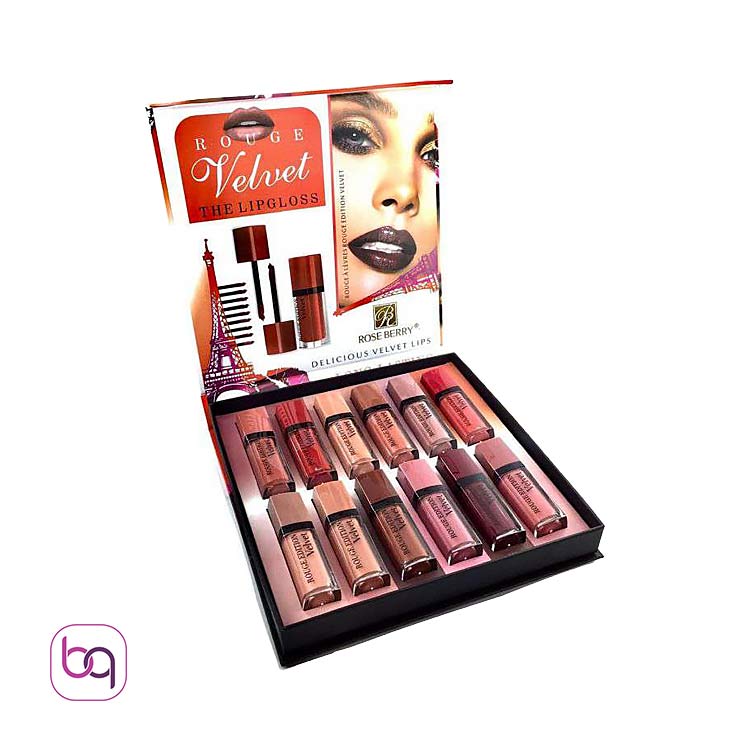 رژ لب مایع velvet رزبری پک 12 عددی - خرید رژ لب مایع خارجی