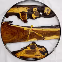 ساعت دیواری روستیک چوب و فلز ( سنجد) دور طلایی قطر 50 و اندازه دلخواه شما