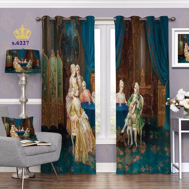 پرده پذیرایی دو قواره طرح ایتالیایی کد S6227