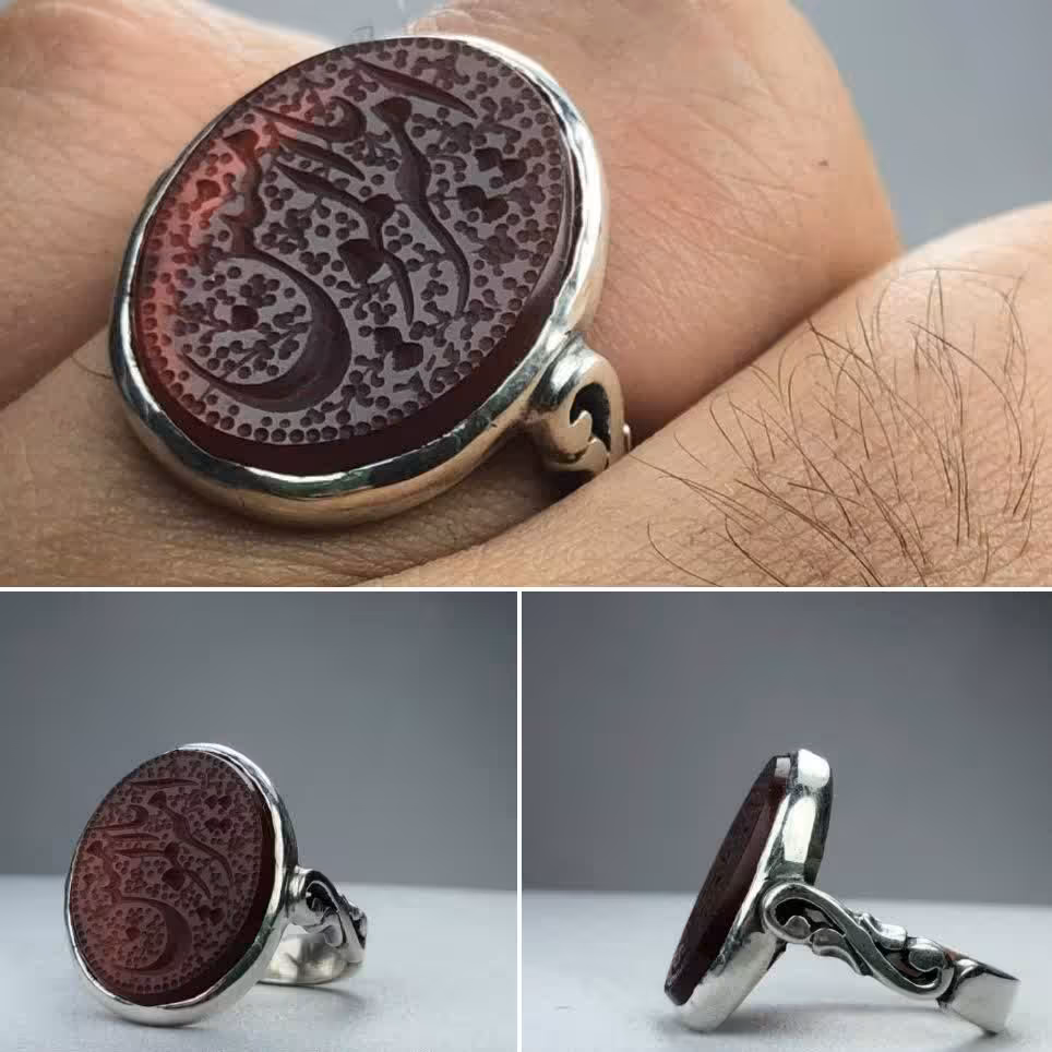 انگشتر عقیق سرخ خطی امیرالمومنین