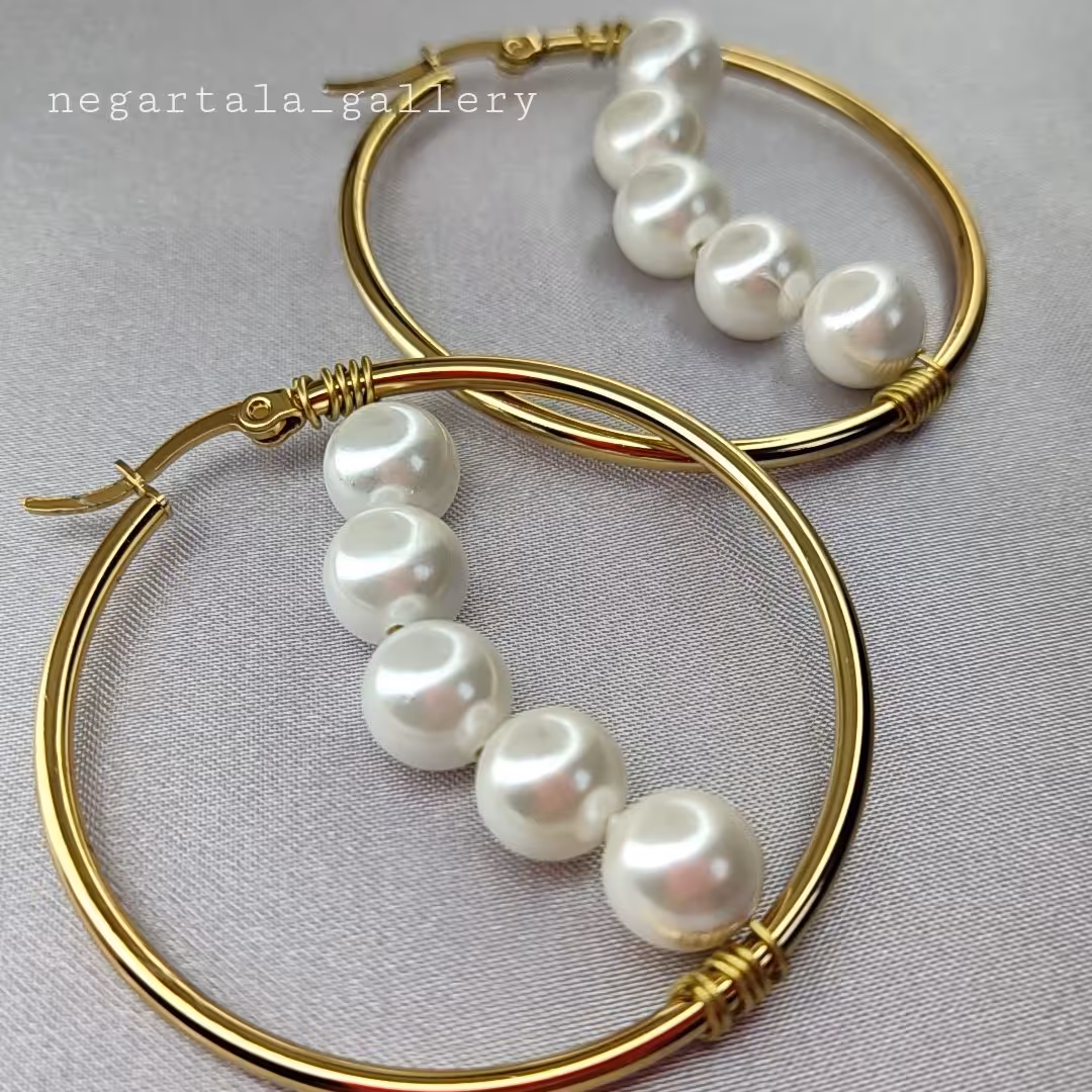 گوشواره استیل حلقه ای رنگ ثابت طلایی