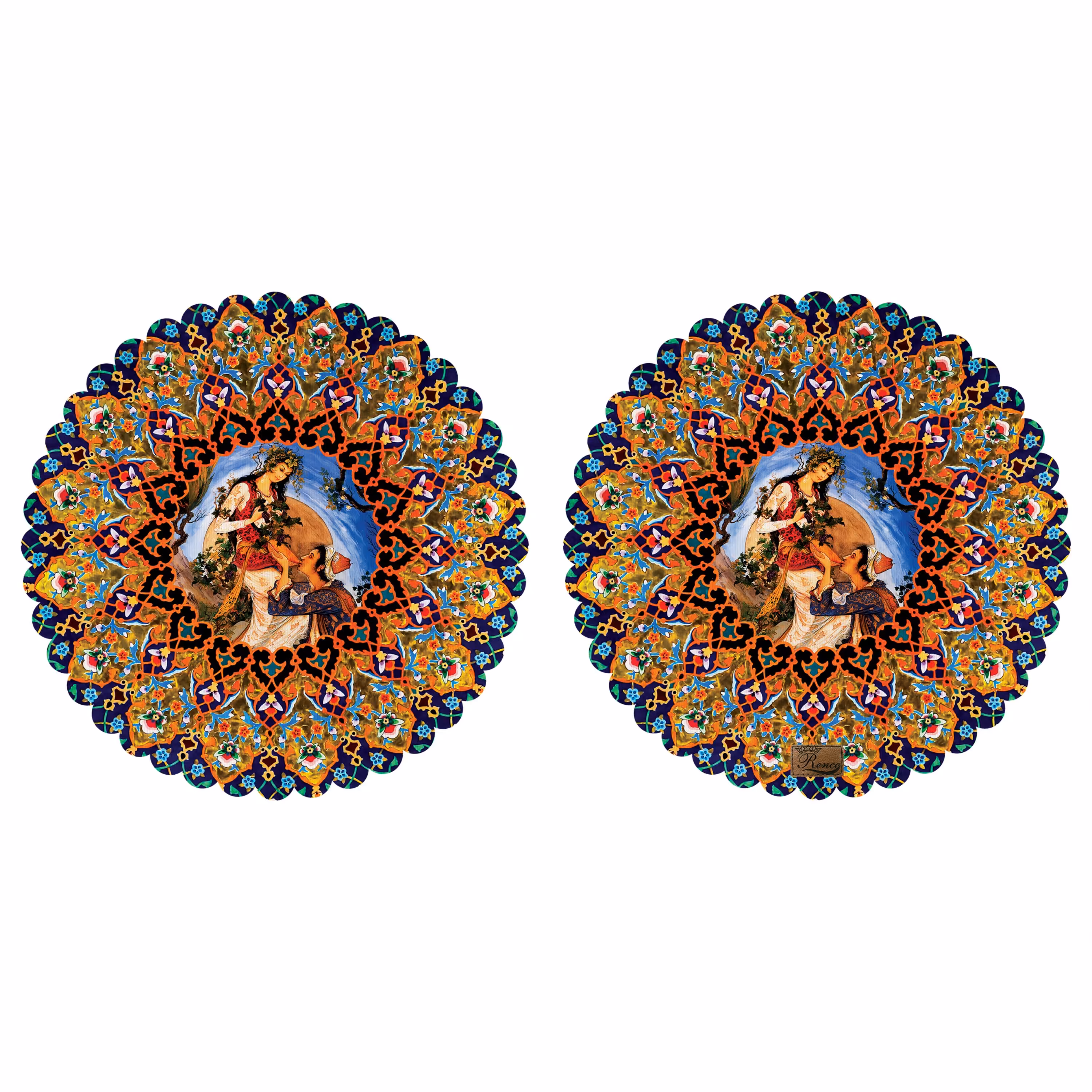 رومیزی مخمل طرح لیلی مجنون دو عدد سایز 40 در 40 مدل T4-416 شرکت رنس