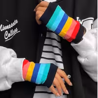 ساق دست کوتاه رنگی رنگی آپتیمیست انگشتی نخ پنبه