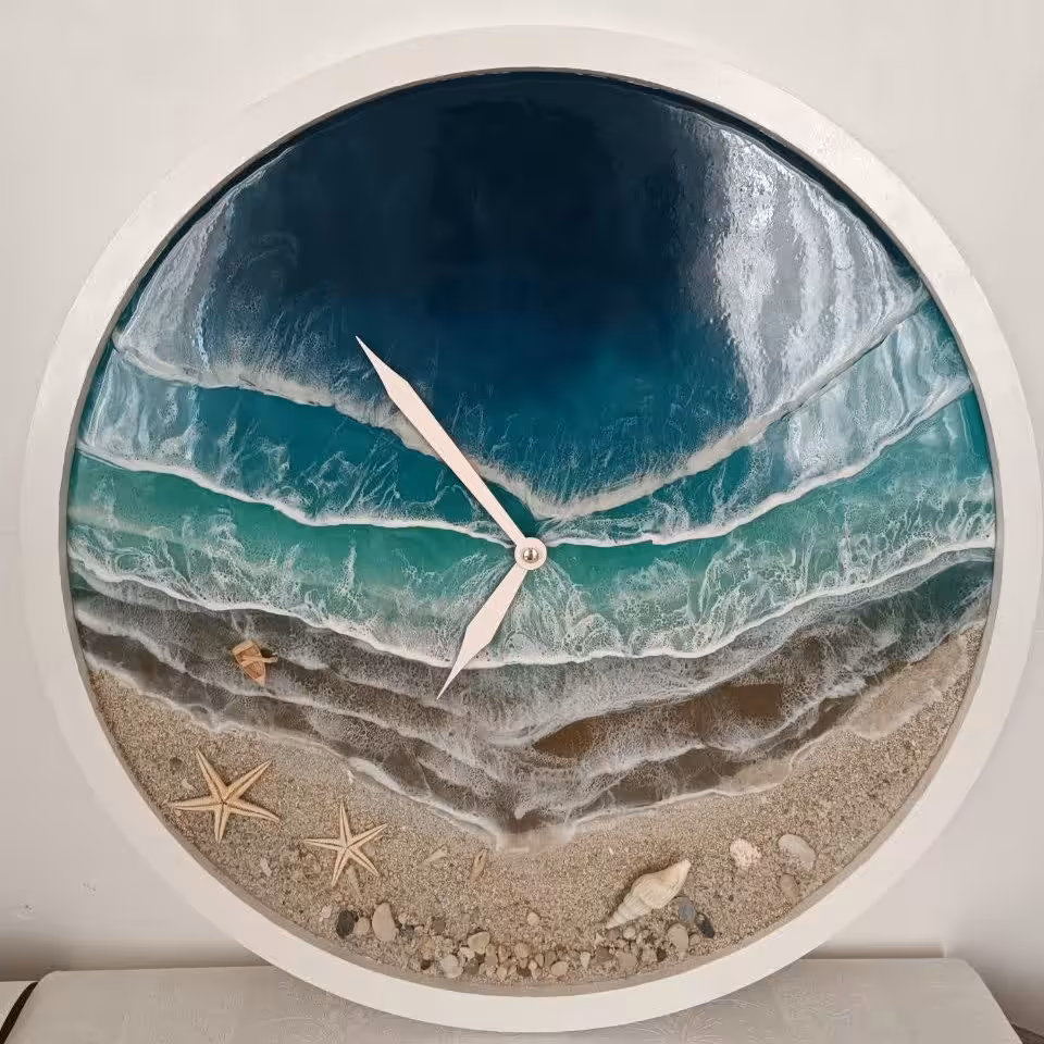 ساعت دیواری رزینی طرح دریا