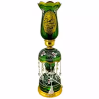 103265-لاله شمعدانی کوچک ارتفاع 46 قطر دهانه 11-سبز یا اباصالح المهدی عج و یا علی بن موسی الرضا ع-کنار منبری هیئت