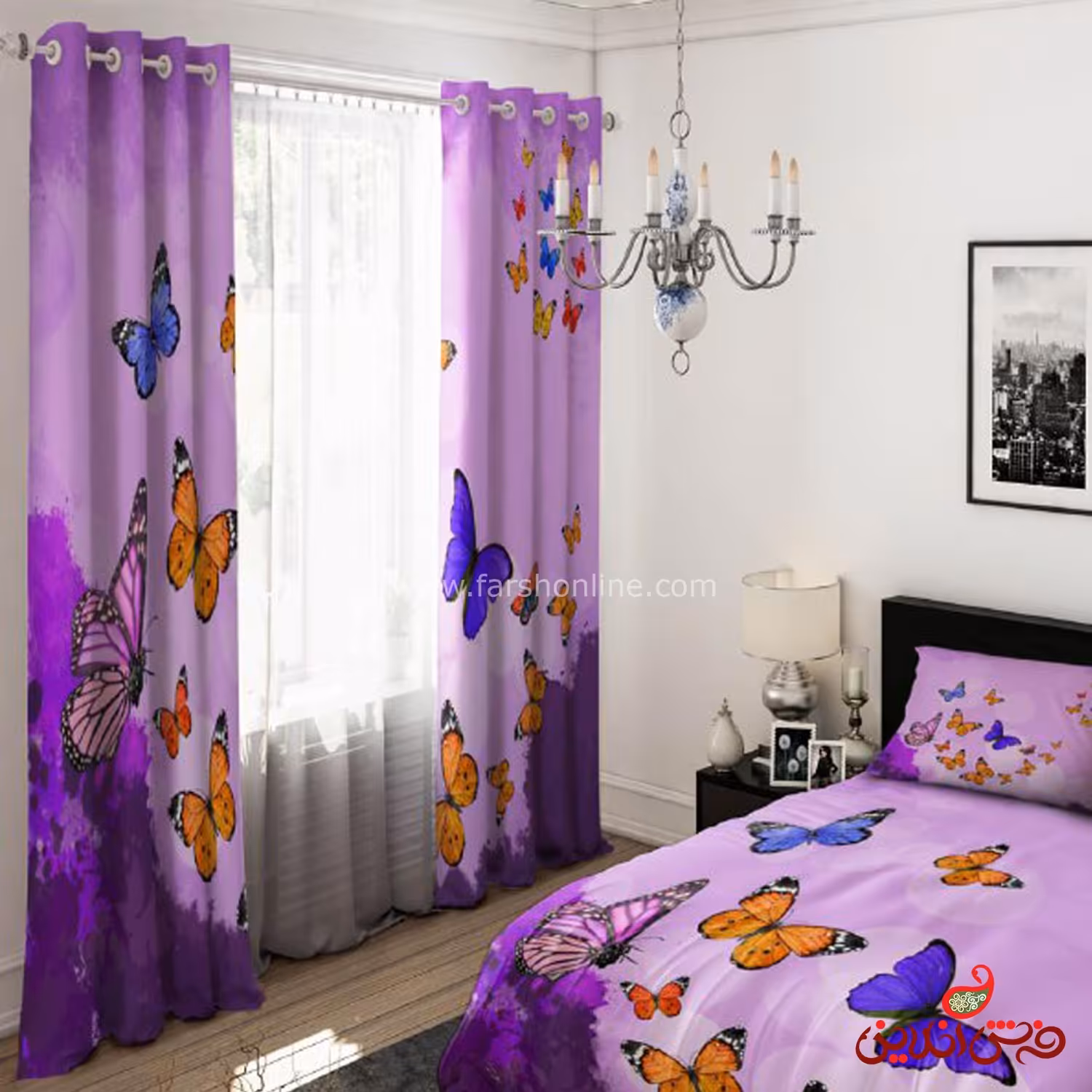 پرده 2 عددی طرح پروانه کد 15139/1