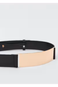 کمربند مشکی زنانه چرمی دقیق فلزی MAXI MANGO