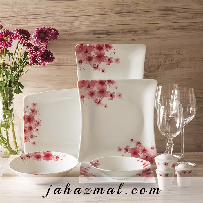 سرویس چینی زرین طرح آزالیا پینک 30 پارچه