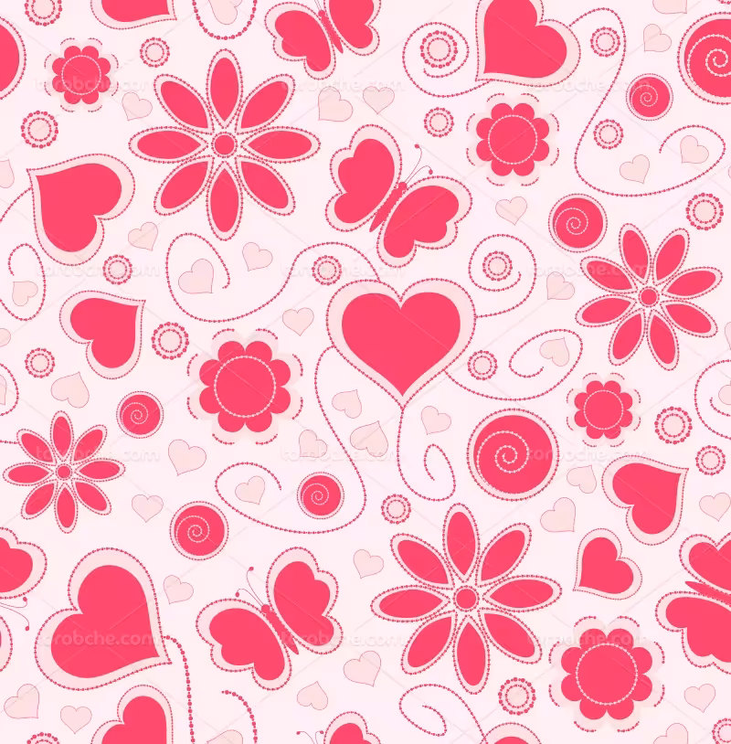 وکتور پترن قلب و گل | گرافیک با طعم تربچه