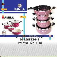 سرویس قابلمه 8 پارچه زنبوری - ساخت شرکت ظروف نچسب رامیلا  تولید کننده قابلمه در ایران  aluminum cookware set 