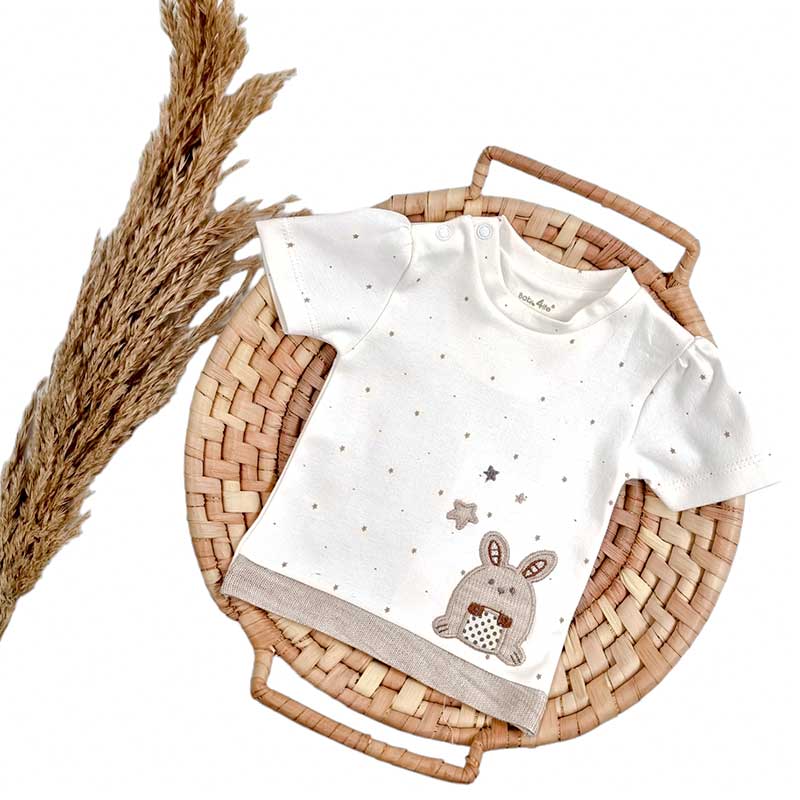 بلوز آستین کوتاه نوزادی دخترانه طرح خرگوش بیبی فورلایف Baby4life