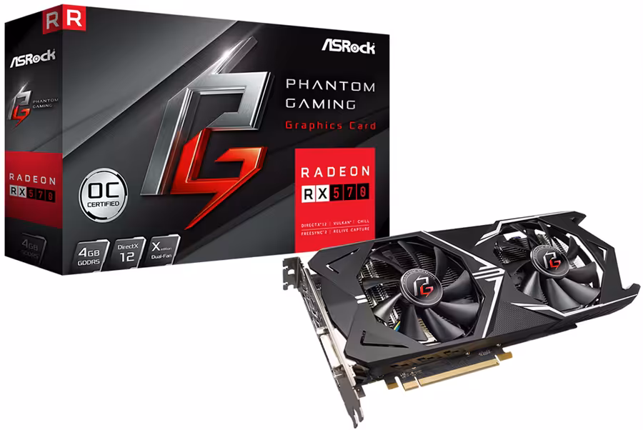 کارت گرافیک ازراک مدل Phantom Gaming X Radeon RX570  با حافظه 4 گیگابایت