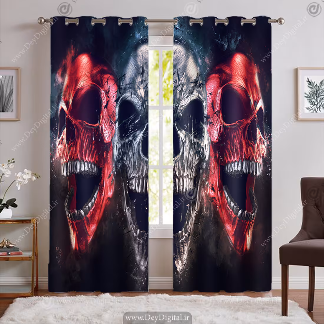 پرده پانچی اتاق گیمینگ طرح اسکلت BA-9481