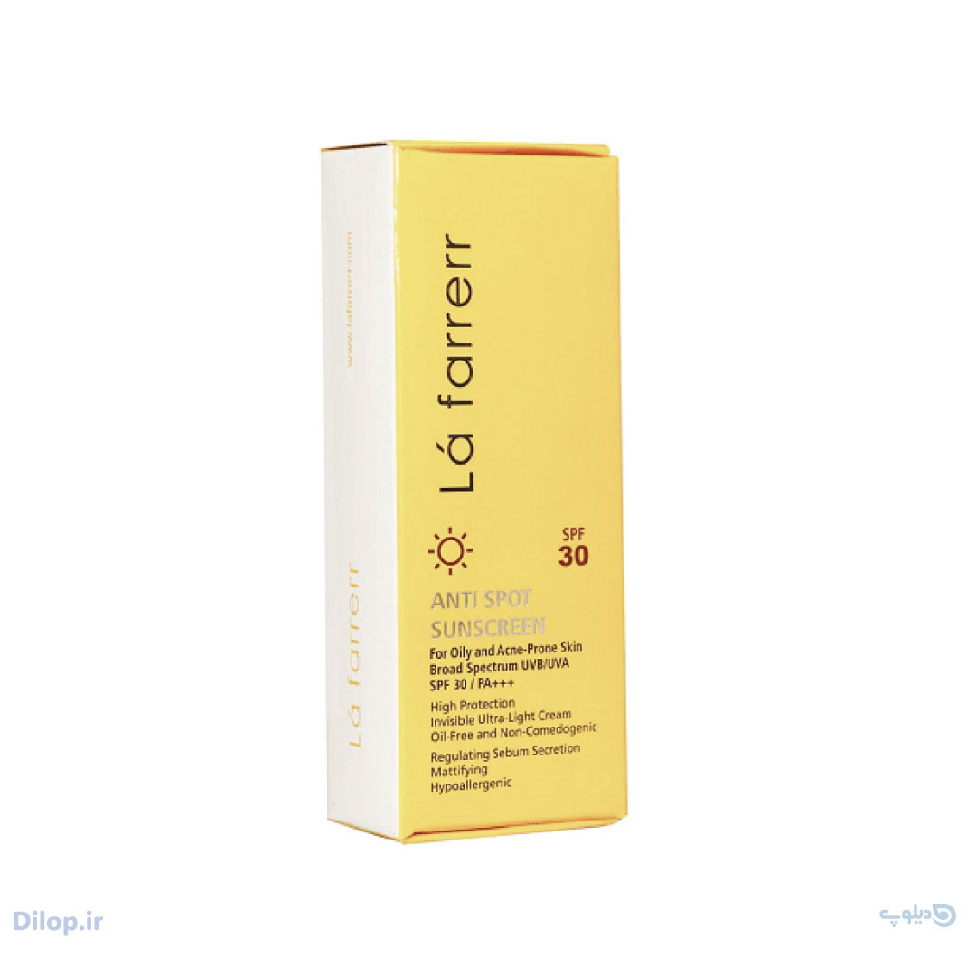 کرم ضد آفتاب لافارر ضد لک بیرنگ پوست چرب و مستعد آکنه SPF30