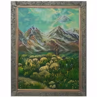 نقاشی رنگ روغن مدل  چوپان ابعاد  60 در 80 قاب چوبی دست ساز