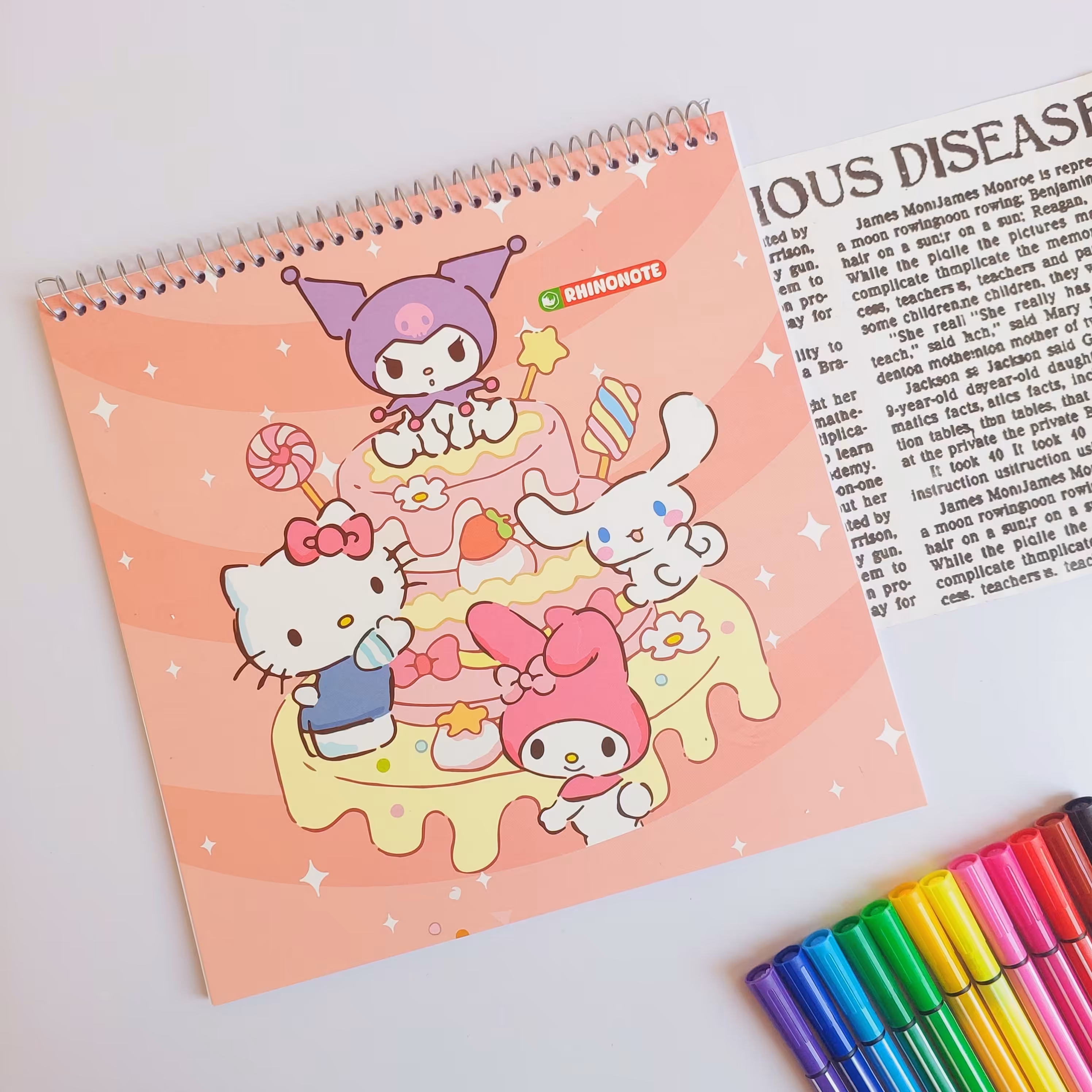 دفتر نقاشی کرومی ملودی سینامورول کیتی سیمی فانتزی و کیوت رنگی لوازم التحریر گوگولی 