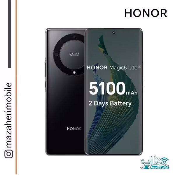 گوشی موبایل آنر مدل Honor Magic 5 Lite 5G دوسیمکارت رم 8 حافظه 256 گیگابایت((گارد و گلس خم محصول جهت خریدموجود)) - فروشگاه موبایل مظاهری