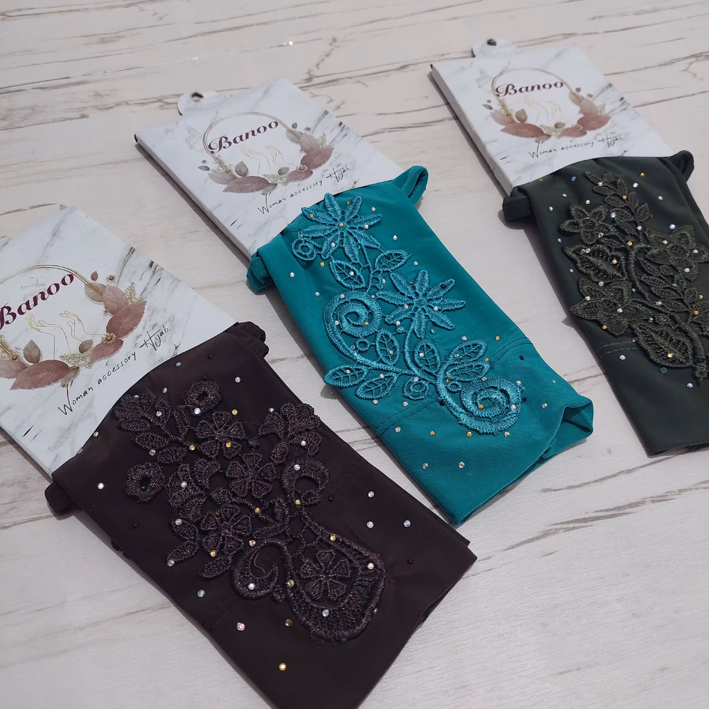 ساق دست گلدوزی شده آستین سه ربع  ریون (دارای رنگبندی )