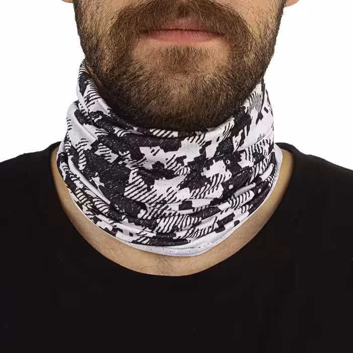دستمال سر و گردن کوهنوردی اسکارف تابستانی طرحدار سوزنی هد گیر BRS ABS | سفید/مشکی