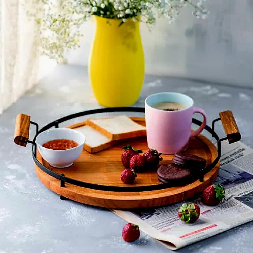 سینی چوبی گرد بزرگ فریم دار مدل 11069