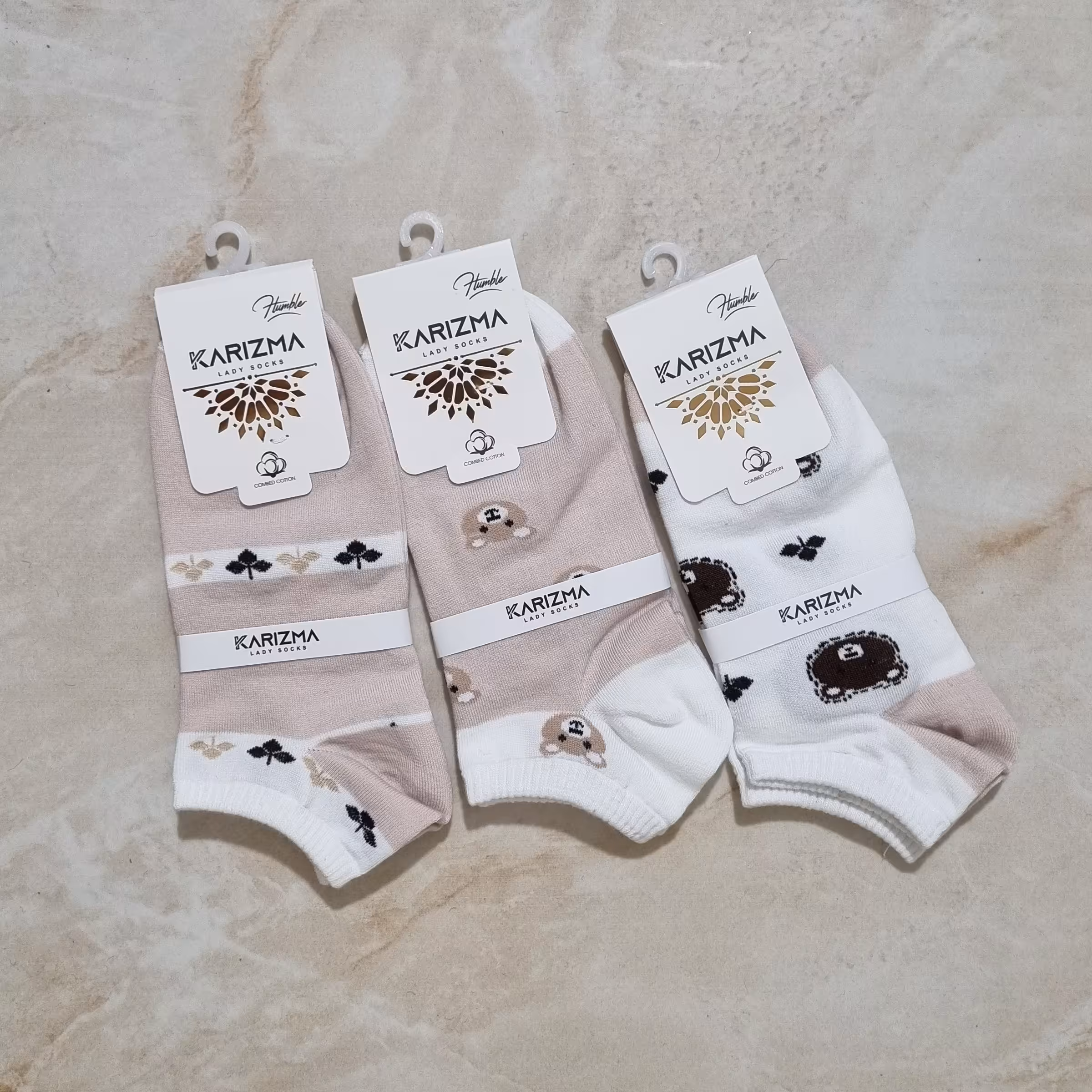 جوراب ساق کوتاه در سه طرح متفاوت و زیبا با جنس نخی