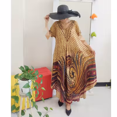 پیراهن کریشه نخی سایزبزرگ آستین کوتاه  هندی ستاره هندوستان با کیفیت عالی 