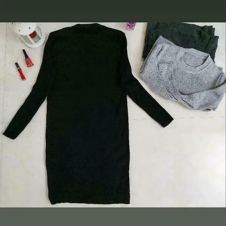 تونیک بافت بلند مشکی سایز 36_38