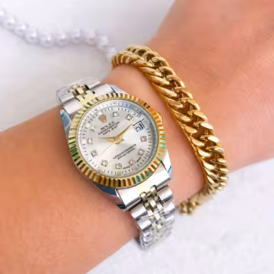 ست ساعت زنانه رولکس بهمراه دستبند