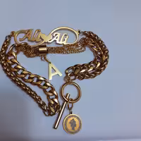 دستبند استیل دو ردیفه با پلاک اسم بینهایت  علی کد 5454