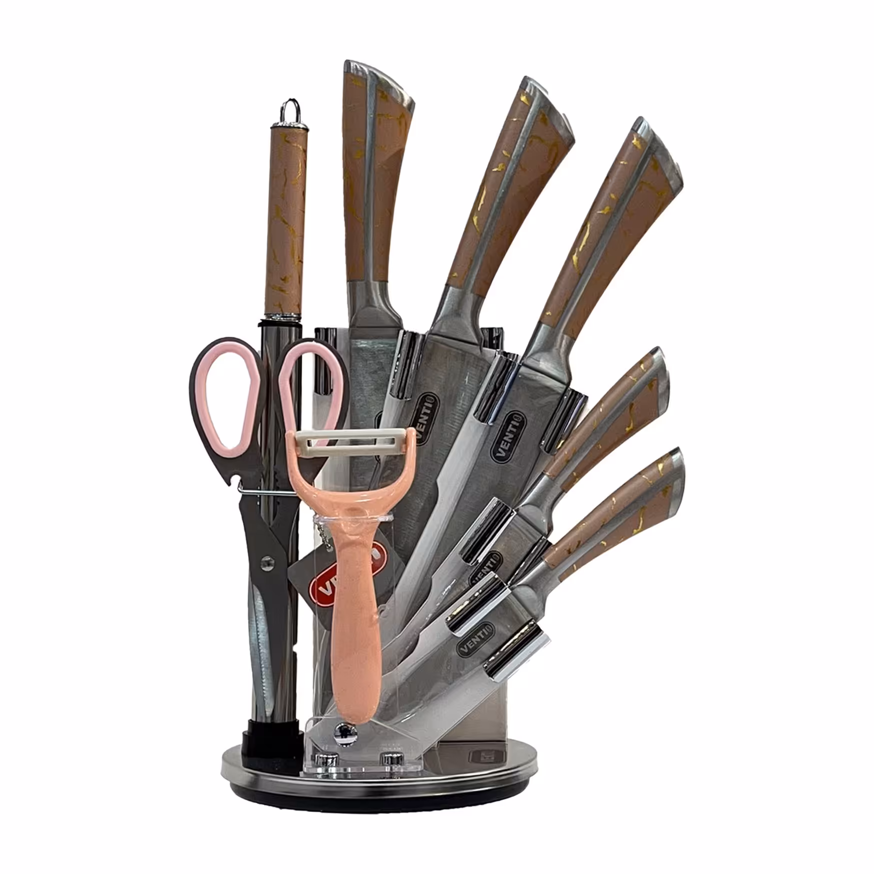 سرویس چاقو آشپزخانه مدل ماربل برند ونتی رزگلد