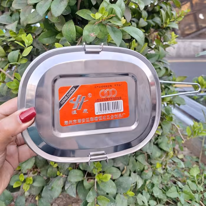 ظرفنگهدارنده غذا استیل دو طبقه ظرف غذادوطبقه ا ظرف نگهدارنده غذا قفلدار ظرف نگهدارنده قفل دار دسته دارظرف استیل