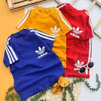 کد kar328 حراج تیشرت شلوارک آدیداس اسپرت بچگانه جنس پنبه لاکرا عالی رنگ خردلی