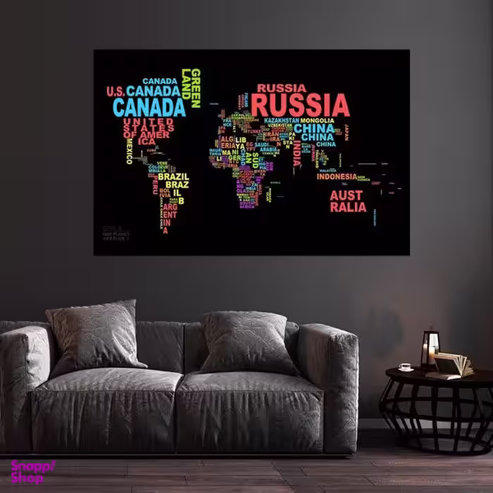 تابلو بکلیت طرح نقشه جهان و تایپوگرافی مدل B-S2664