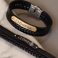 دستبند چرم 2 لاین استیل رنگ ثابت ارسال رایگان قفل اصلی