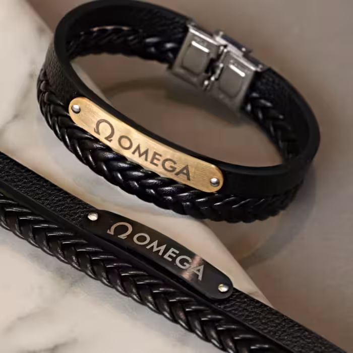 دستبند چرم 2 لاین استیل رنگ ثابت ارسال رایگان قفل اصلی