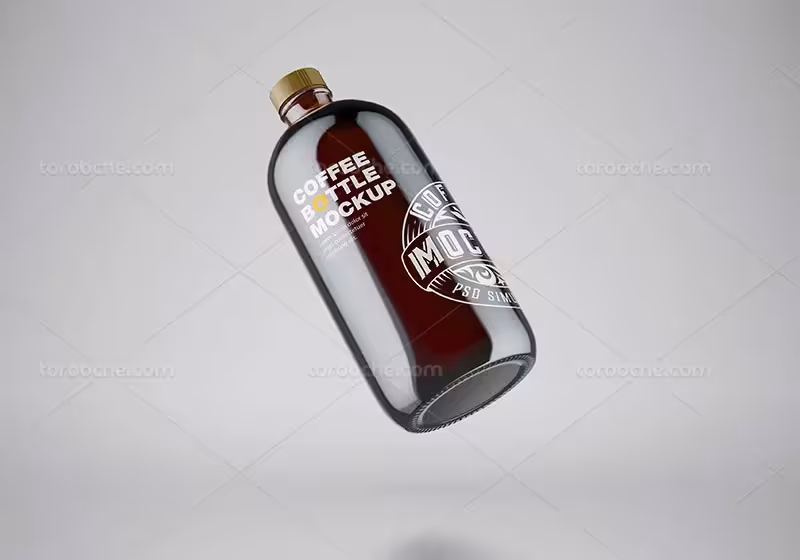 موکاپ PSD بطری شیشه ای | گرافیک با طعم تربچه